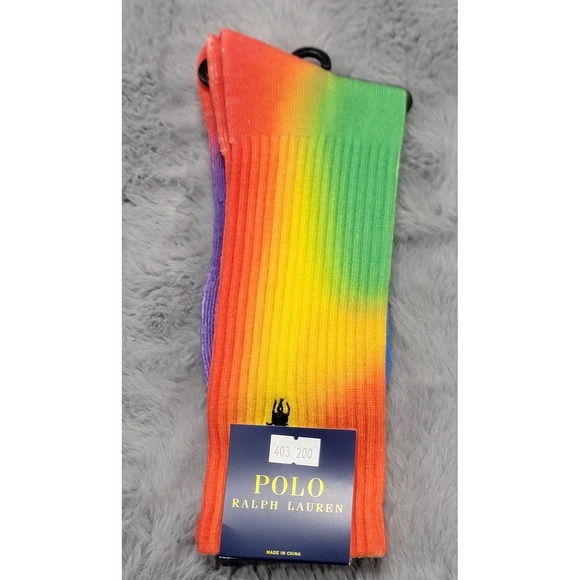 Polo Ralph Lauren Other - Polo Ralph Lauren Socks Mens 10-13 Ombre Rainbow Stripe Pony Crew Mid Calf